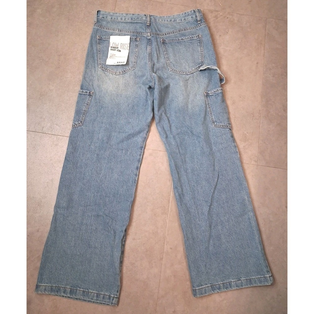 New S.O.N.G Low Rise Baggy Jeans Womens Size 9 Cotton Carpenter - Picture 4 of 8